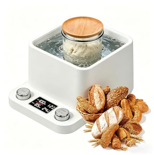 YUZINO Chauffe-levain - Chauffe-bain-marie en verre - Thermostat précis (21 à 40 °C) - Minuterie intelligente de 198 heures - Tampon chauffant au levain pour accessoires de pâtisserie, boulangerie