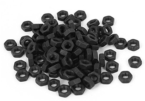 sourcing map M3 Carbon Steel Grade 8 Hexagon Hex Nut Black Carbon Steel 100pcs