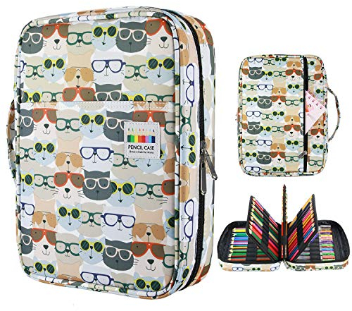 YOUSHARES Große Federmappe Federmäppchen fasst 220 Bleistifte oder 145 Gelschreiber für Mäppchen Aesthetic Etui, Schlampermäppchen Multilayer-Farbe Federtasche Federpenal Stiftemappe (Katze)