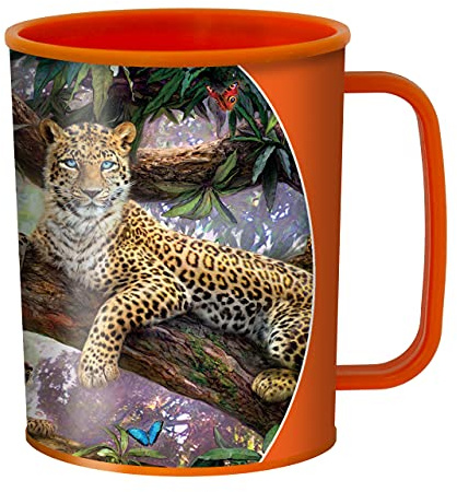 3D LiveLife Trinkbecher - Wipfel Leoparden von DeluxeBase. 3D Linsenförmige Große Katze Plastikbecher. 300ml Becher für Kinder mit Original Kunstwerk, lizenziert von bekannt Künstler, Jan Patrik Kra