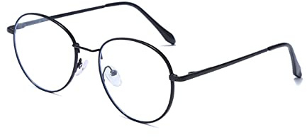 LJCZKA Runde Blaulichtfilter Brille Ohne Stärke – Retro Blaulicht Brille Photochrome für Damen Herren Computerbrille Nerdbrille Dekobrille