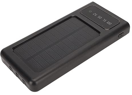 Solar Power Bank, 20000 MAh Capacità Batteria Al Litio Impermeabile Caricabatterie Solare Portatile per Telefono ABS Porte a Doppia Uscita Plug and Play per Esterno per Tablet (Nero)