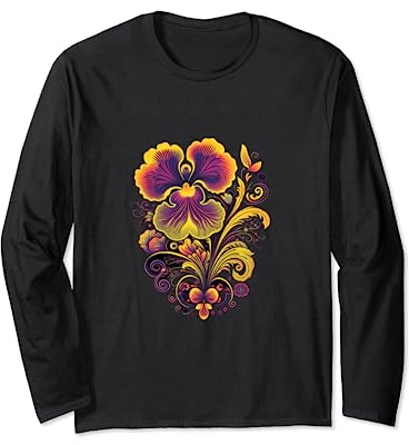 Miltonia Orchids Pansy Orchid Flower Floral Plant Lover Long Sleeve T-Shirt
