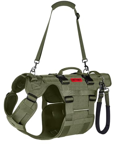 OneTigris Hundegeschirr, Invictus Hunde Tragehilfe für Mittelgroße Große, Einstellbar Gehhilfe für Hunde mit 3 Griffen für behinderte, verletzte oder ältere Grün M