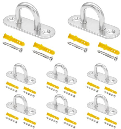 CEEYSEE 8 Stück Augplatten Edelstahl, M6 Decken Haken,Augplatten mit Öse, Wand-Haken mit Schrauben für hängende Gegenstände,Markisen,Hängematte,Bootszubehör (D/M6/CXG)
