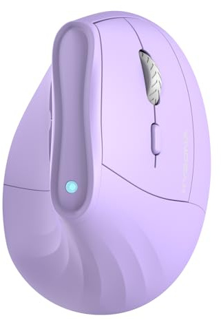 KYSONA 57° ergonomisk trådlös tornmus, vertikal tyst ergo-mus, Bluetooth (BT5.0, BT3.0) och 2,4G, (800/1200/2400/2400/4000), 7 knappar för Windows, macOS, iPadOS, bärbar dator, PC, lila
