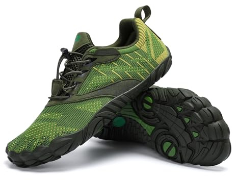 SAGUARO Barefoot Shoes Chaussures Minimaliste Homme Femme Barefoot Chaussures Pieds Nus Trail pour Semelle Zero Drop Vert Forêt,GR.46