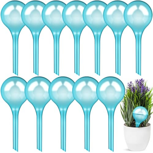 BBLTIFF 12 Stück Bewässerungskugeln, 70ml Pflanzen Bewässerung, Pflanzen Gießkugeln, Wasserspeicher für Pflanzen, Selbstbewässerungssystem 13x5cm für Topfpflanzen im Innen und Außenbereich