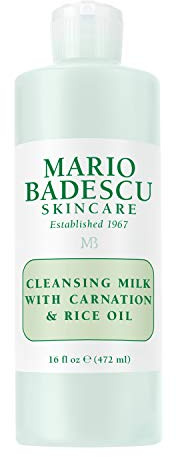 Mario Badescu Cleansing Milk with Carnation, Rice Oil & Vitamin E - No Rinse Liquid Makeup Remover Cleanser with Milky Formula For Skin Care and Gentle Cleansing Experience, 16 Fl Oz