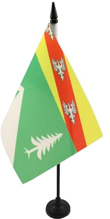 AZ FLAG Drapeau de Table Vosges 21x14 cm Polyester 100D Socle Plastique | Usage intérieur Drapeau de bureau français finition cousue et bords renforcés avec mât en plastique et socle en plastique
