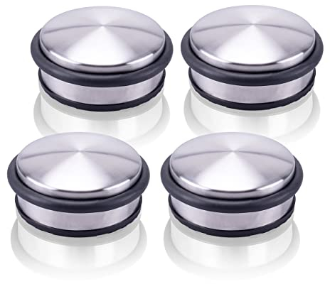 Danto 4er Set Türstopper aus Edelstahl, Ø 10 x 4,5 cm, gummiert für jeden Untergrund, mit Gummi-Ring, extra schwere Ausführung, ca. 1,2 kg