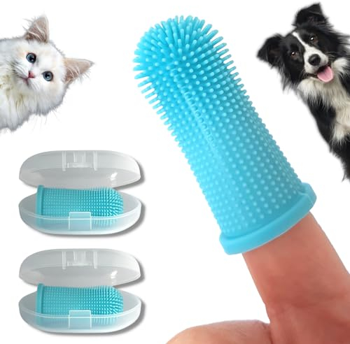 PawsOnly | Hundezahnbürste | Fingerzahnbürste für Hunde & Katzen | Zahnbürste Hund | Fingerlinge für Zahnpflege | Dog Toothbrush | Katzenzahnbürste | Zahnputzfingerling Welpen Cat Zähne Putzen (Blau)