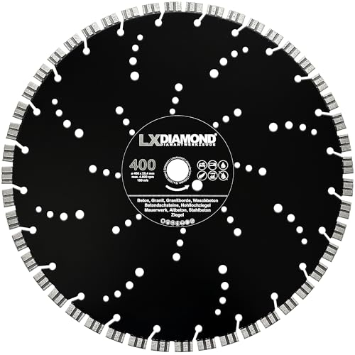 LXDIAMOND Diamant-Trennscheibe 400mm x 25,4mm Diamantscheibe für Ziegel Altbeton Beton Granit Granitborde Hartgestein 400 mm passend für Schneidetische, Tischsägen, Trennjäger - in Premium Qualität