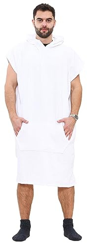 A2Z 4 Vuxna Handduk Poncho Badrock Mjuk Damer Herrar Herr Gva 100% Bomull - Towel Bathrobe 128 White S-M