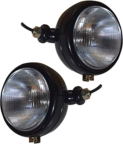 APSMOTIV Tractor Headlights Assemblies with 12v Bulb Competitive for David Brown 700 800 900 1200 1400 Series | Massey Ferguson 35 35X 65 765 | Case/IH Tractor B275 B250 B414 B444 Black Tractor Lights