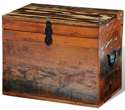 homiuse 39x28x31 cm Aufbewahrungstruhe Altholz Schatztruhe Truhe mit Deckel Schatzkiste Holz Holztruhe mit Deckel Truhenbank AbschließBare Box Kiste Nicht Schloss Vintage-Stil Handarbeit