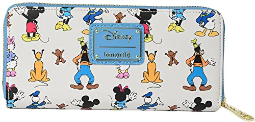 Loungefly Disney Mickey Mouse Friends Forward and Backward Mini Backpack Wallet, Blue