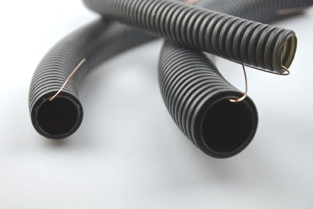 Flexibles Wellrohr Ungeschlitzt mit Zugdraht innen, Härtedruck 320N, Kabelschutz Schutz Rohr, UV-Beständig, Durchmesser Ø 23mm, Lange 25 m