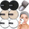 KEYRI 7 Pack Makeup Remover Pads Reusable Make Up Pads with Spa Headbands Large Double Sided Face Pads Washable Facial Towel Microfibre Cotton Face Eyes Cleansing Cloths for All Skin Type (7 Pieces)