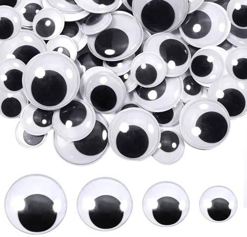 TOAOB 100 st självhäftande klistermärken i plast, vinkla, runda ögon, svart, 24 mm, 30 mm, 35 mm, 40 mm, för hantverk, collage, ögon, dockor, tillbehör, gör-det-själv, scrapbooking konst, hantverk,