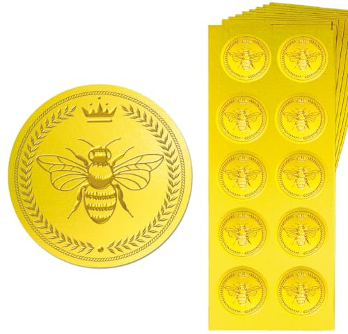 CHGCRAFT 150CS Bee Gold Foil Embossed Envelope Seal Stickers Self Adhesive Gold Embossed Stickers Labels for Envelopes Wedding Invitations Certification Graduation Greeting Cards