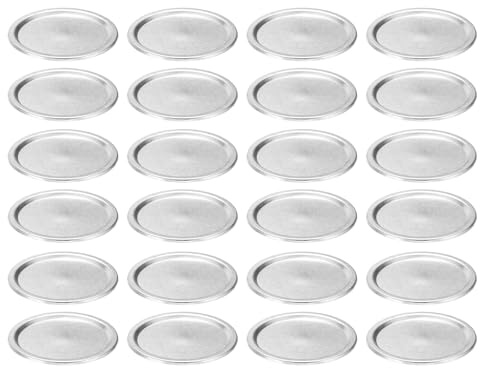 sourcing map 24pcs Mason Jar Canning Lids Wide Mouth, 83mm Metal Mason Jar Lids with Airtight Seal and Leakproof for Home Canning & Food Storage Silver