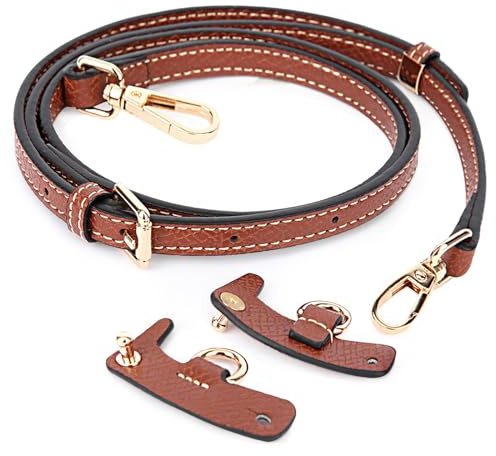 UTOMAG Brauner Schultergurt aus Leder für Damen, Geeignet für Longchamp – Verstellbarer No-Punch Ersatz-Umhängegurt Schulterriemen Trageriemen für Tasche, Minitaschen und Handtaschen