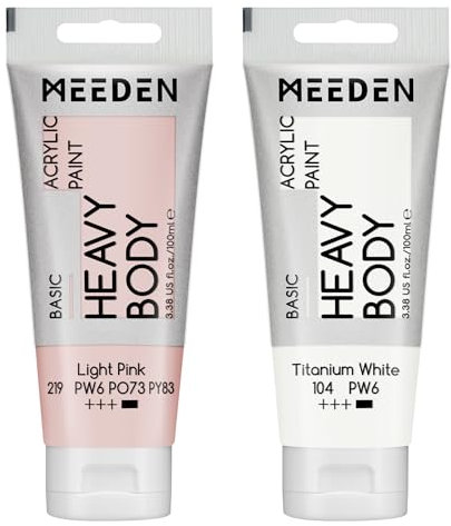 MEEDEN Hellrosa Acrylfarbe: Heavy Body Acrylic Paint zusammen mit zusätzliche Titan Weiß - 2 x 100ml Einzel Acryl Farben Tube Set