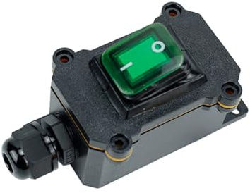 Interruptor basculante de cable en línea con luz indicadora, IP65, caja impermeable, control de encendido/apagado, interruptor basculante para unidades exteriores (C)