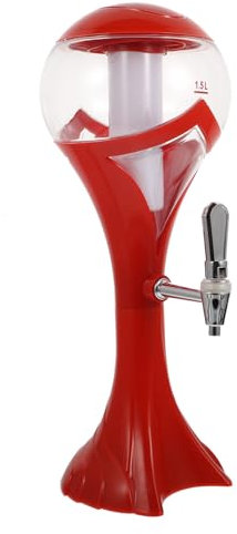 Warmhm Distributeur de Boissons Lumineux Colonne de Glace Séparée, 1,5 L, Plastique Rouge, pour Bière, Jus et Fêtes la Maison Bar