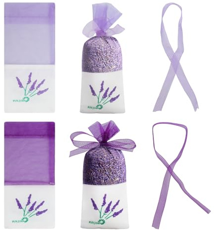 APOMOONS 24 Stück Lavendelbeutel, Musselin, leere Beutel, Kordelzug, Gaze, Lavendelsäcke, Lufterfrischer, Duft, Potpourri-Beutel, Aroma, trocken getrocknet, Lavendel, Blumenbeutel für Schrank