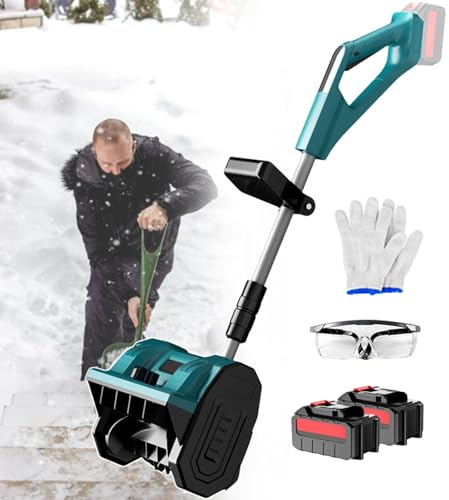 pealiritansemen Spazzaneve - Asta Telescopica in Lega di Alluminio, Spazzaneve Portatile, Regolazione della velocità di Spazzamento della Neve A 3 Vie, Larghezza di Pulizia 30 cm 4500mAh-2batteries