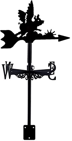 SYFOAR Wetterfahne aus Metall, Windfahne aus Edelstahl, Wetterfahne, fliegendes Schwein, rotierende Windfahne, Windrichtungsanzeiger für Eisendach, Garten, Außenhofdekoration im Freien