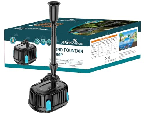 AllPondSolutions PPF-1500 Pond Pump Submersible with Fountain Attachment for Outdoor Garden – Adjustable Flow 1500 Litre/Hour Flow Rate