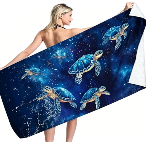 Toalla de Playa con Patrón de Tortugas Marinas, Toallas de Playa de Dibujos Animados, Toallas Gimnasio, Adecuado para Deportes Marítimos de Playa,toalla de playa absorbente de microfibra （180×90cm）