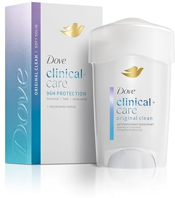 Dove Clinical + Care Antiperspirant Deodorant Soft Solid for Women Original Clean with Nourishing Serum 1.7 oz
