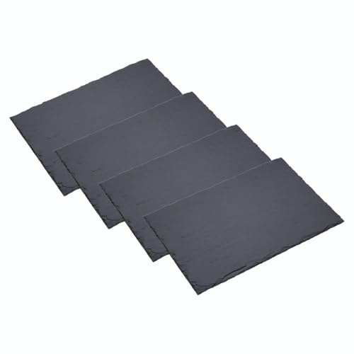 Artesa, Set aus 4 Schiefer-Tischsets / -Teller, 30 x 20 cm, schwarzer Schiefer, Schwarz