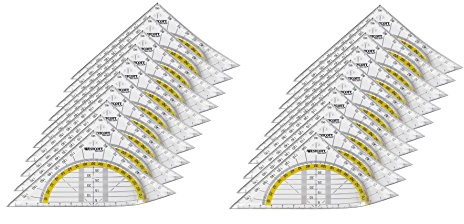 Westcott E-10132 00-I Geometriedreieck Kunststoff, bruchsicher, 14 cm, 20 Stück, transparent