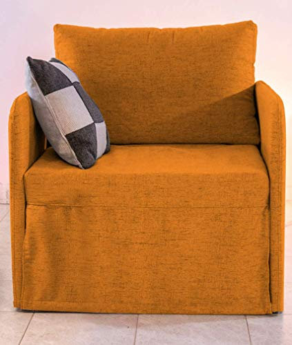 Ponti Divani - Poltrona letto COMPACT salva spazio - poltrona letto artigianale, made in italy con materasso in poliuretano espanso italiano - 200x80 - Poltrona letto singolo - Tessuto (arancione)