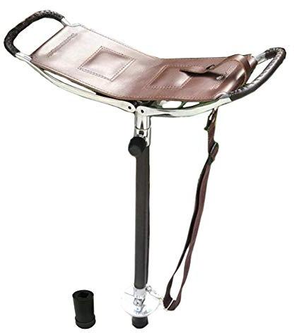 Shooting Stick | Quality Hunting Stick | Adjustable Antique Brown Seat | Very Durable Leather Seat Folding Chairs | Lightweight Walking | Hunting Equipment