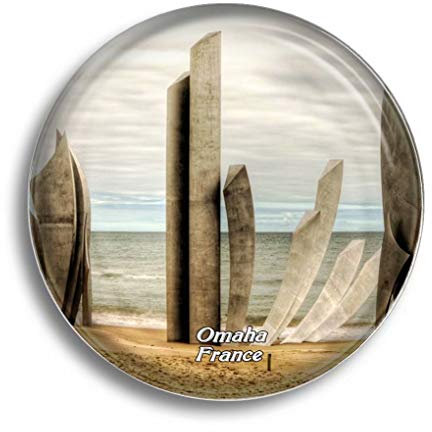Umsufa Magnete da frigorifero Francia Omaha Beach Glass Magneti per frigorifero Souvenir Carino Cristallo Magnete Decorazione per Lavagna Ufficio Casa Regalo