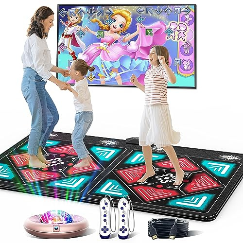 HAPHOM Dance Mat for Kids and Adults, Anti-Slip Wireless Electronic Dance Pad for TV, Plug and Play Sports Dance Mat Game with Smart Camera and 2 Controllers, Gift idea（Classic Snowflake）