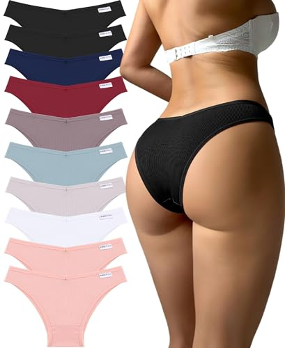 FINETOO 10pcs Slip Coton Donna Slip Brasiliana Bikini Perizoma Set Mutande di Elasticizzato Sexy Mutande Lingerie Comoda Donna Senza Cuciture Hipster Multicolore