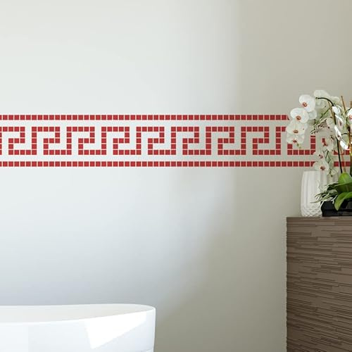 Ideal Stencils Byzantinische griechische Schlüssel-Wandbordüre, Schablone, Heimdekoration, Malerei, Dekoration, Schablone – Größe (H x B) 15 x 52 cm
