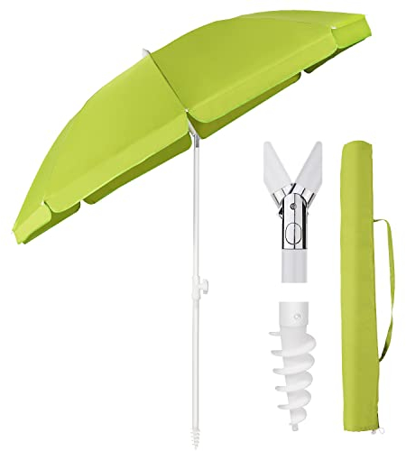 Sekey 160 cm Sonnenschirm Balkon mit Bodenhülse & Schutzhülle, Neigungs und Höhenverstellung, Sonnenschirm Strand für Balkon, Garten & Terrasse, Runder Sonnenschutz UPF 50+