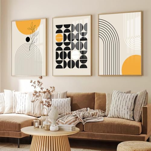 YJYCLD Abstrakte Boho-Leinwandkunst, Dekoration für Wohnzimmer, Schlafzimmer, Wandkunstdrucke, 3er-Set, moderne Poster, Bilder, Bauhaus, moderne, minimalistische Gemälde, 40,6 x 61 cm, ungerahmt