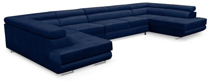KREATIVE FURNITURE & DESIGN Ecksofa Miami U XXL-Ecksofa mit Schlaffunktion und Zwei Bettkästen in Dunkelblau - Big Sofa Wohnlandschaft für optimalen Komfort und Stil