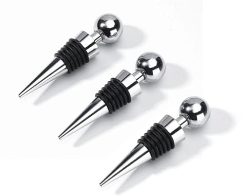 BinPhorm Tapones de Vino,3 PCS Tapón de Botella de Metal Reutilizables Tapón de Vacío Sellado Hermético para Vino Cerveza Champán y Espumosos