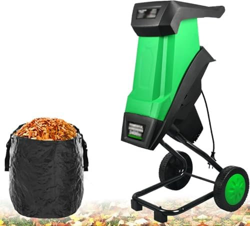 Trituratore Elettrico da Giardino 2400 W, Trituratore Cippatore per Legno da 4500 Giri/min, con Sacco di Raccolta e Deflettore di Alimentazione, Spezza Efficacemente i Rami, Affronta Tutti i Rifiuti