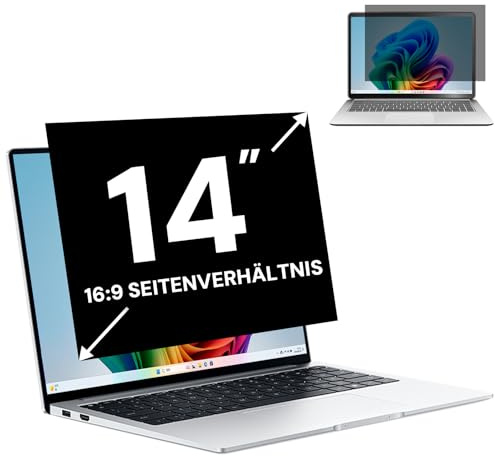 FYJRCY 14 Zoll 16:9 Laptop Blickschutzfolie, Computer Monitor Sichtschutzfilter und Blendschutz Blaulichtfilter, Abnehmbarer Sichtschutzfolie 14 Zoll und Kratzfeste Schutzfolie